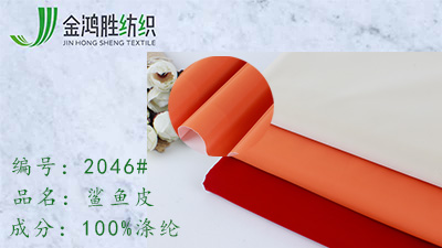 金鴻勝鯊魚皮面料 亮面防水羽絨服布料 仿皮時(shí)尚夾克面料